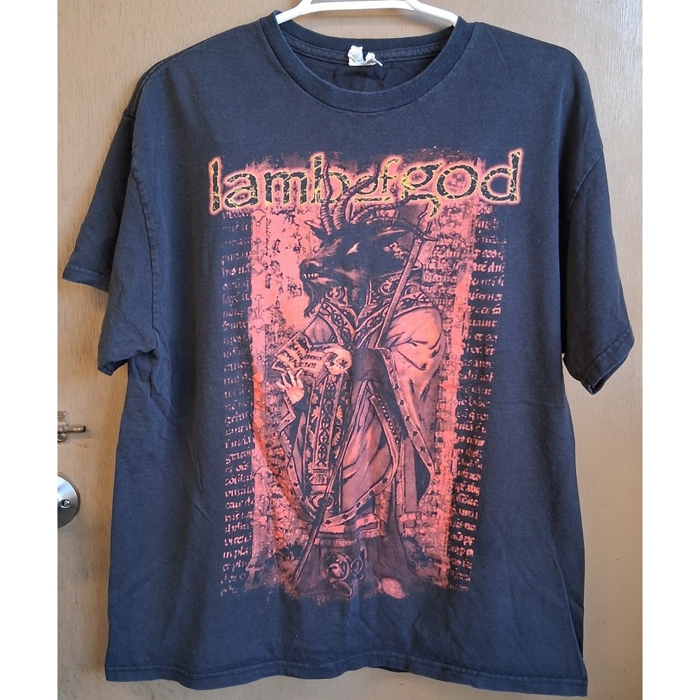 2000s Lamb of God T-Shirt Metal Band Baphomet Dark Priest Destroyed Delta Tag Lg